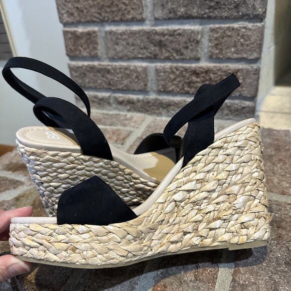 BP Ginny Espadrille Ankle Strap Wedge Sandal Women's Black Size 9 - Picture 7 of 16